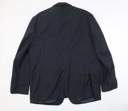 Greenwoods Mens Blue Striped Polyester Jacket Suit Jacket Size 46 Regular