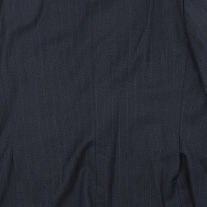Greenwoods Mens Blue Striped Polyester Jacket Suit Jacket Size 46 Regular