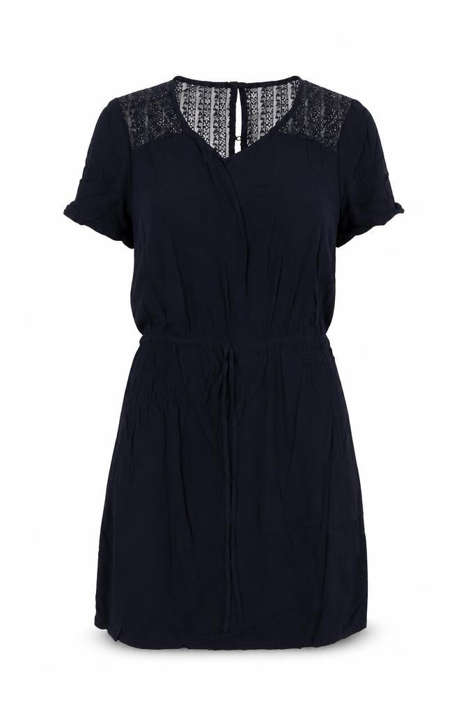 Jaquline de Young Womens Blue Polyester Fit & Flare Size 6 Round Neck Button
