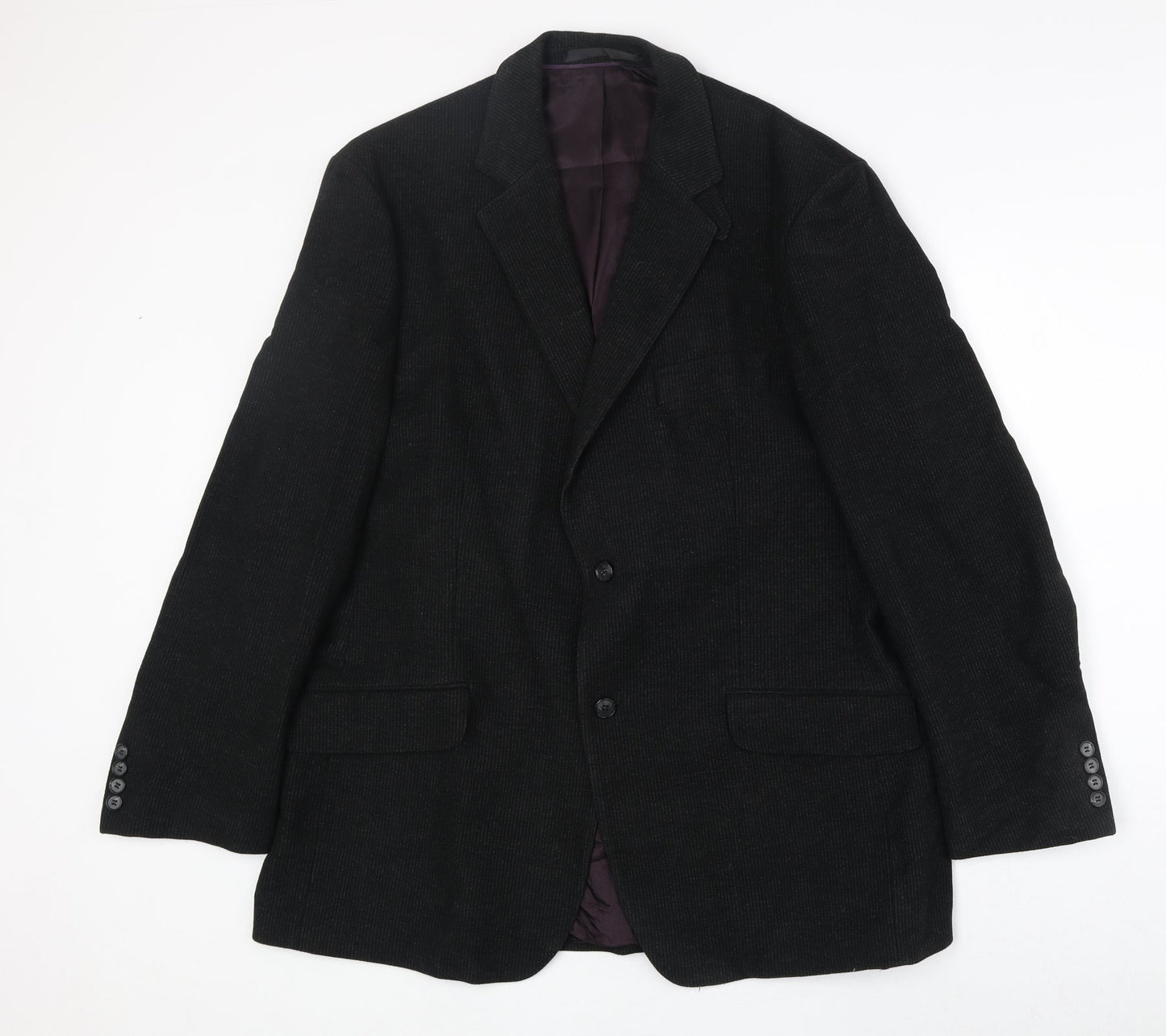 Marks and Spencer Mens Black Striped Cotton Jacket Suit Jacket Size 42 Regular