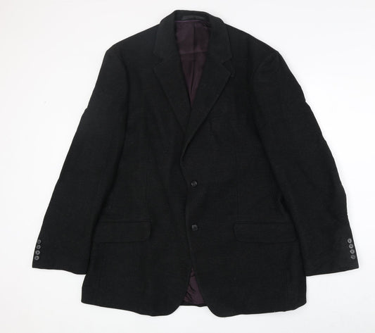 Marks and Spencer Mens Black Striped Cotton Jacket Suit Jacket Size 42 Regular
