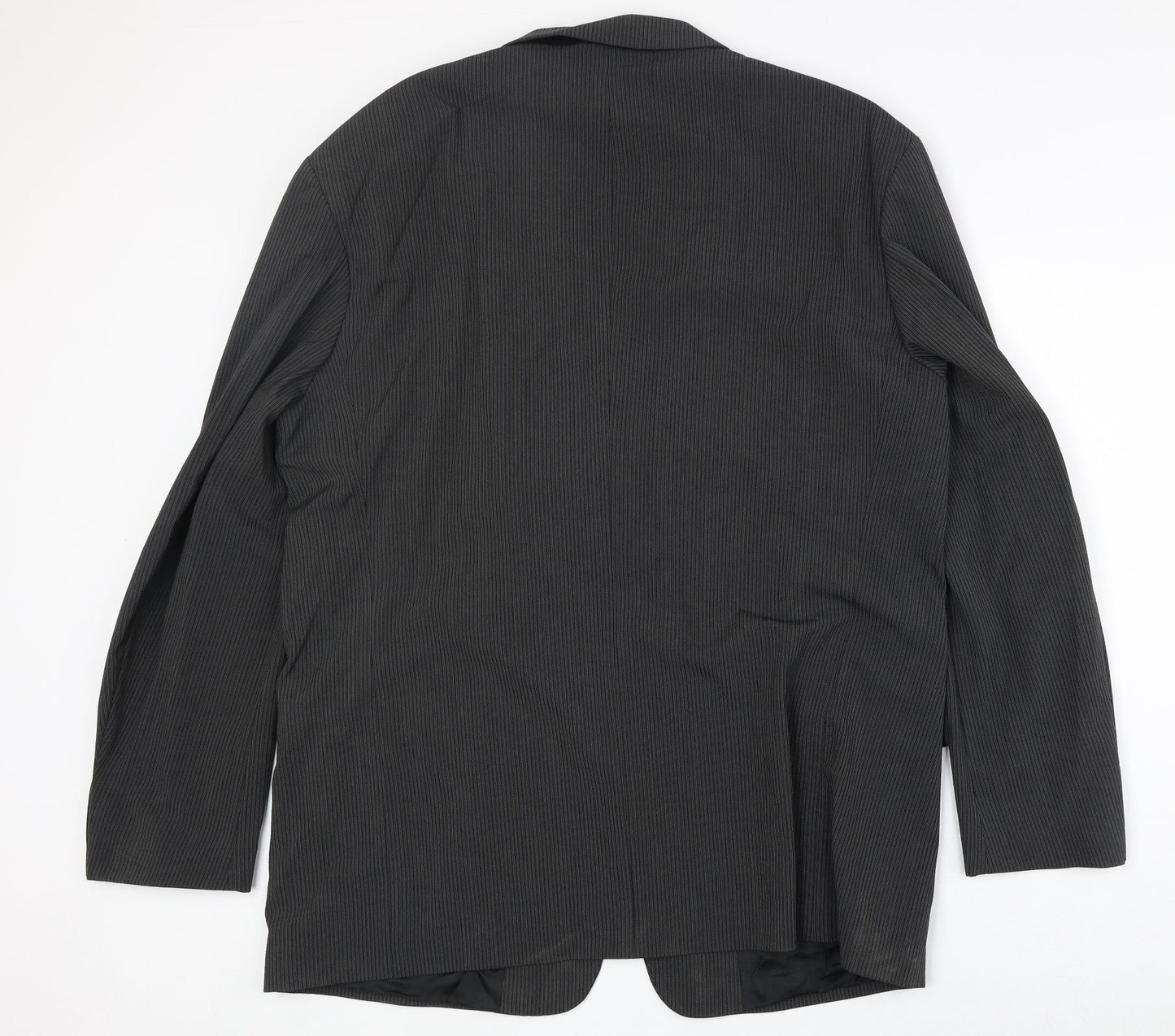 CC Mens Black Striped Polyester Jacket Suit Jacket Size 46 Regular