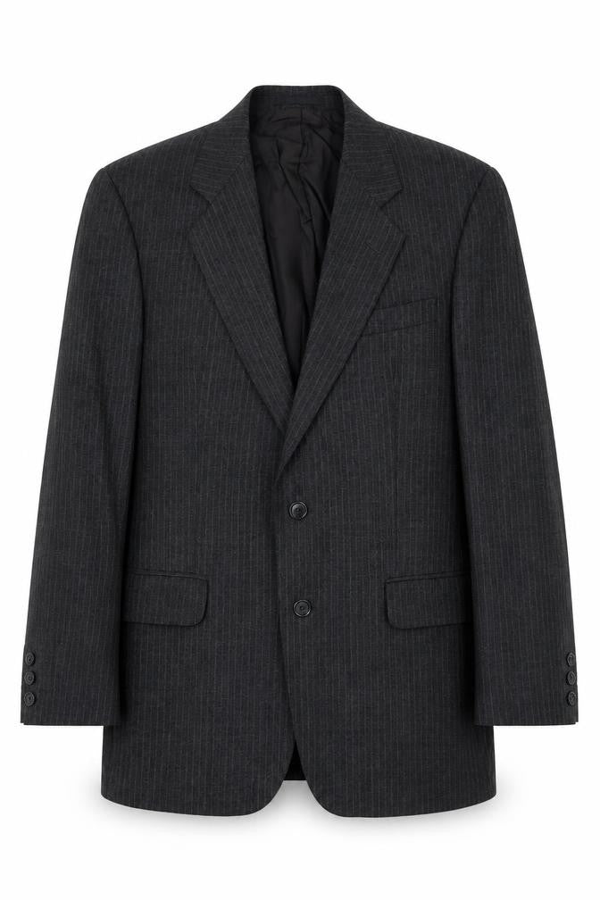 Marks & Spencer Mens Grey Striped Polyester Jacket Suit Jacket Size 38 Regular