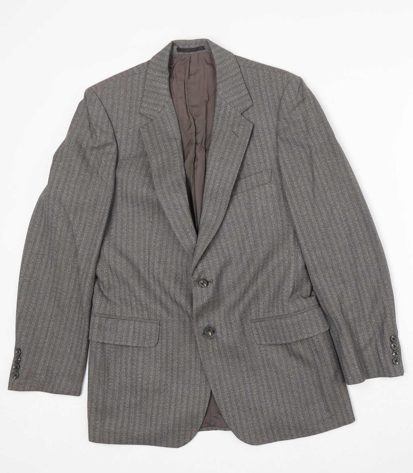 Marks and Spencer Mens Grey Striped Wool Jacket Suit Jacket Size 38 Regular