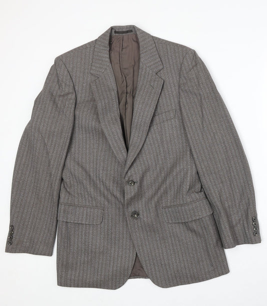 Marks and Spencer Mens Grey Striped Wool Jacket Suit Jacket Size 38 Regular