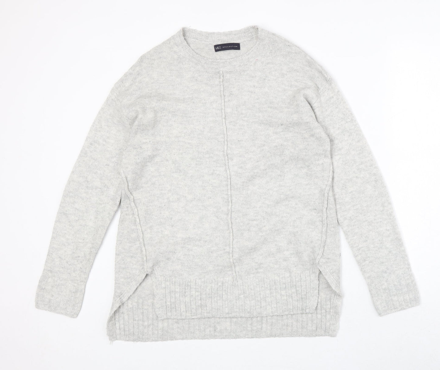 Marks and Spencer Womens Grey Round Neck Acrylic Pullover Jumper Size S