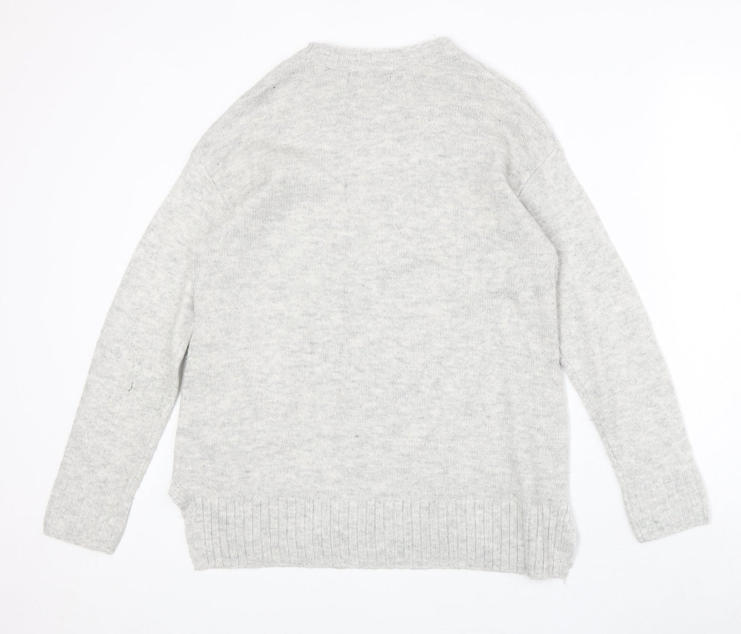 Marks and Spencer Womens Grey Round Neck Acrylic Pullover Jumper Size S