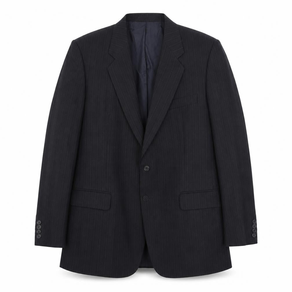Marks & Spencer Mens Black Striped Wool Jacket Suit Jacket Size 42 Regular