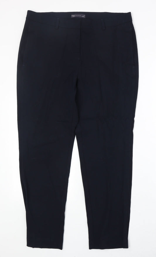 Marks and Spencer Womens Blue Polyester Dress Pants Trousers Size 14 Regular Zip