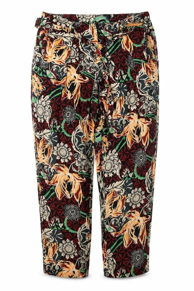 River Island Womens Multicoloured Floral Viscose Cropped Trousers Size 8 Regular Zip