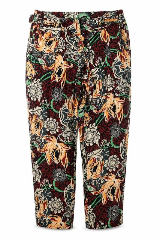 River Island Womens Multicoloured Floral Viscose Cropped Trousers Size 8 Regular Zip