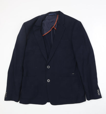River Island Mens Blue Polyester Jacket Blazer Size 40 Regular