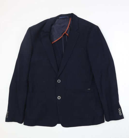 River Island Mens Blue Polyester Jacket Blazer Size 40 Regular