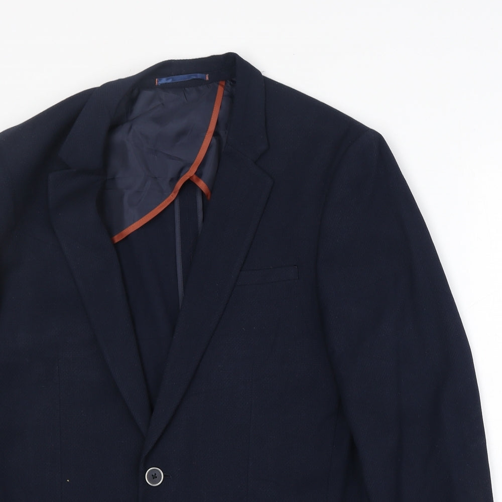 River Island Mens Blue Polyester Jacket Blazer Size 40 Regular