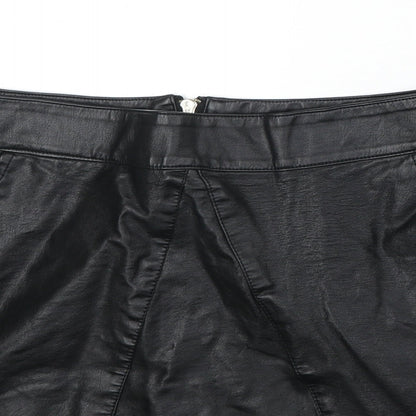 Vera & Lucy Womens Black Polyurethane A-Line Skirt Size L Zip