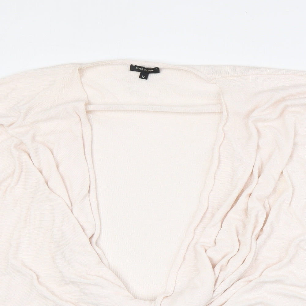 River Island Womens Pink V-Neck Viscose Pullover Jumper Size 12