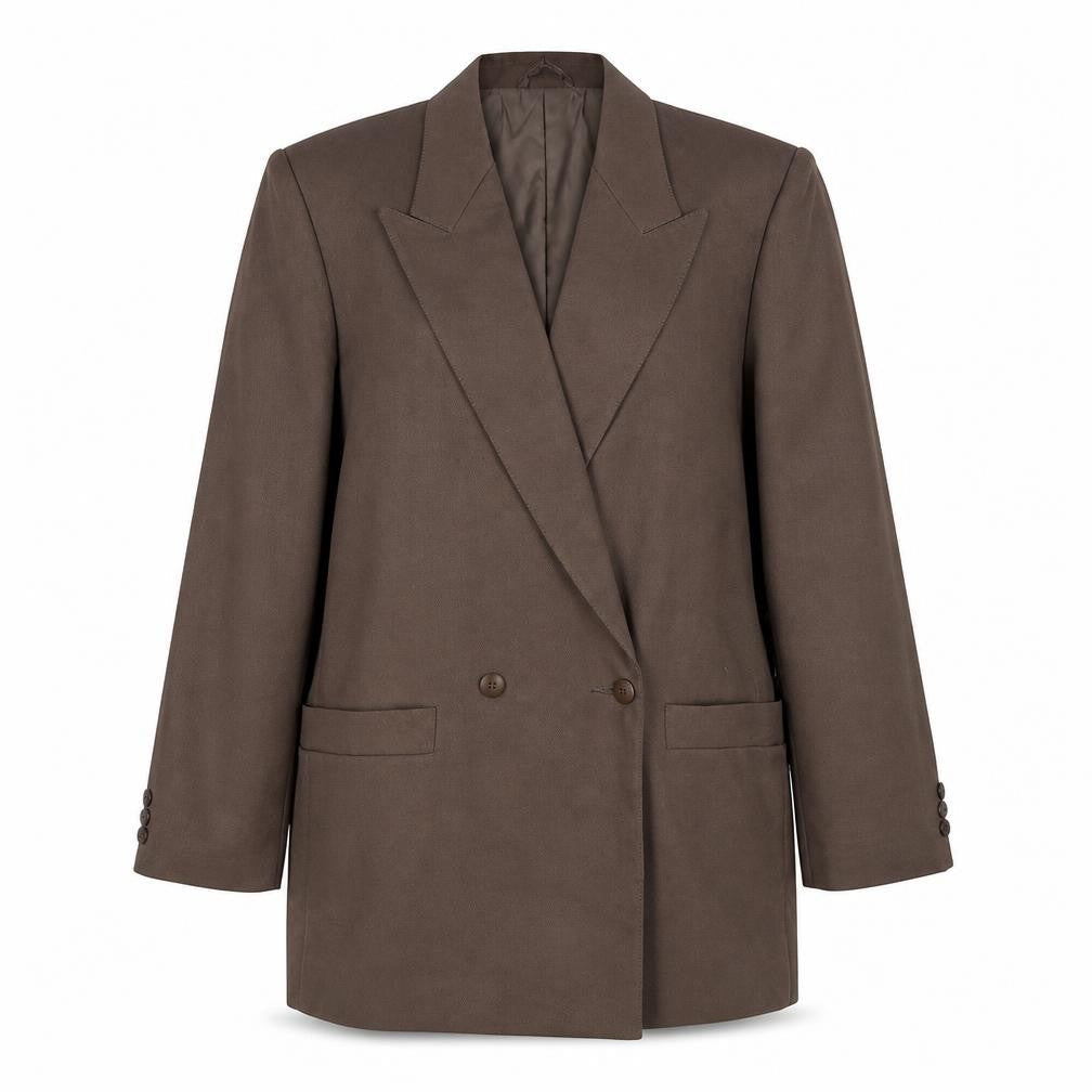 Classic Womens Brown Polyester Jacket Suit Jacket Size 12
