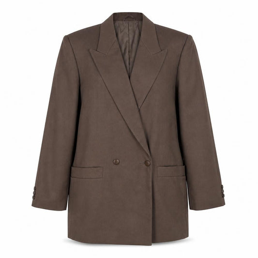 Classic Womens Brown Polyester Jacket Suit Jacket Size 12