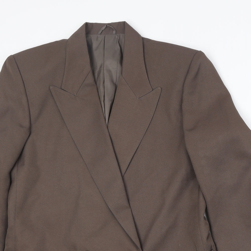 Classic Womens Brown Polyester Jacket Suit Jacket Size 12