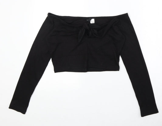 Divided by H&M Womens Black Acrylic Cropped Blouse Size M Off the Shoulder