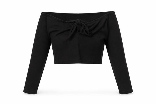 Divided by H&M Womens Black Acrylic Cropped Blouse Size M Off the Shoulder