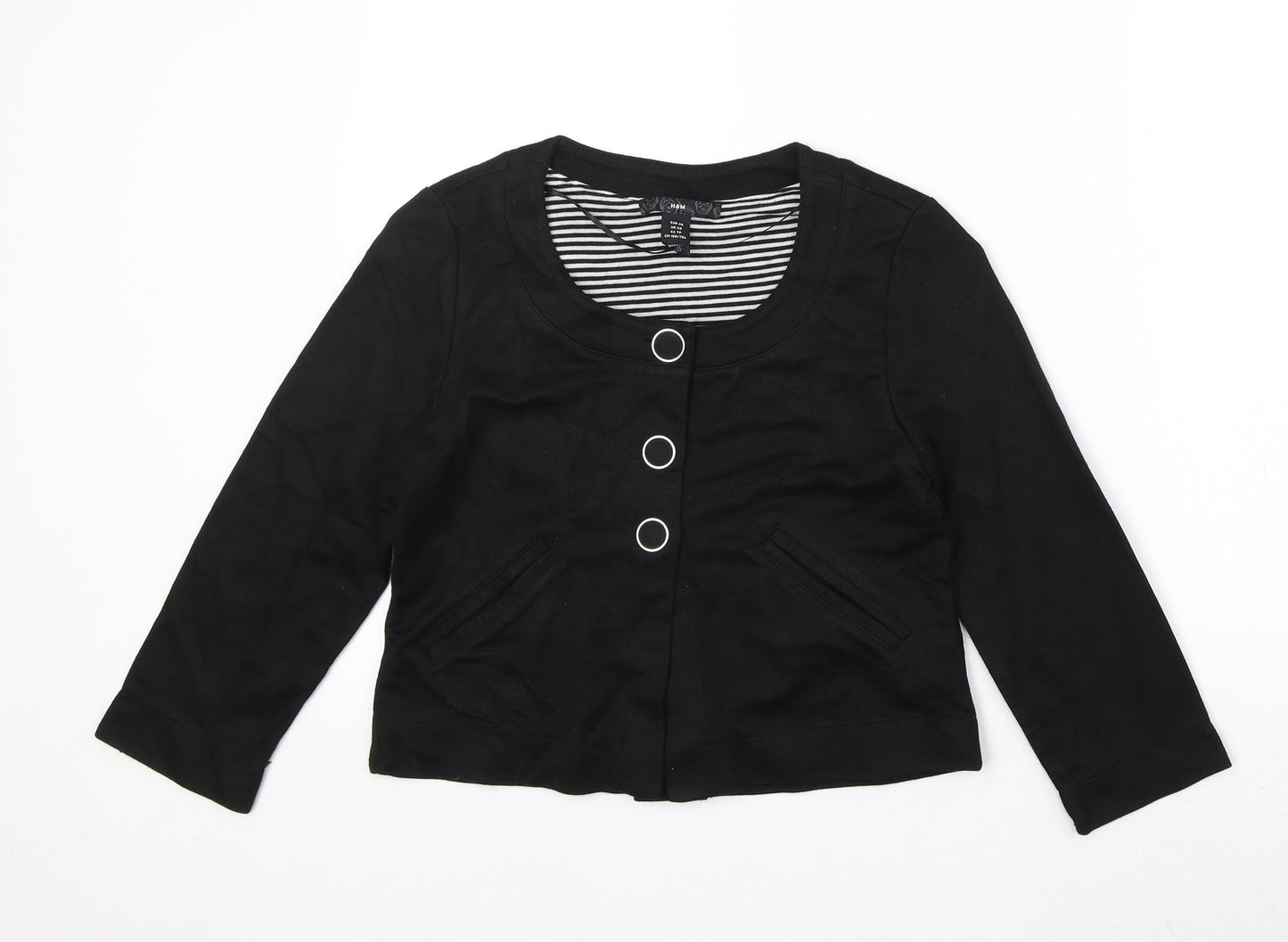 H&M Womens Black Jacket Blazer Size XS Button