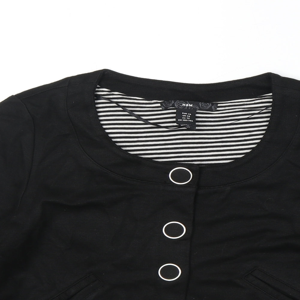 H&M Womens Black Jacket Blazer Size XS Button