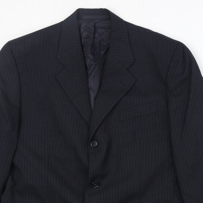 Next Mens Blue Striped Wool Jacket Suit Jacket Size 40 Regular