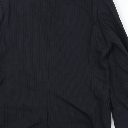 Next Mens Blue Striped Wool Jacket Suit Jacket Size 40 Regular