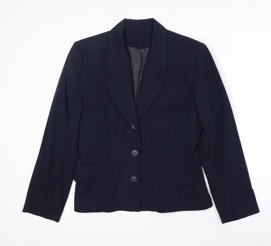 Elliott Lauren Womens Blue Polyester Jacket Blazer Size 8