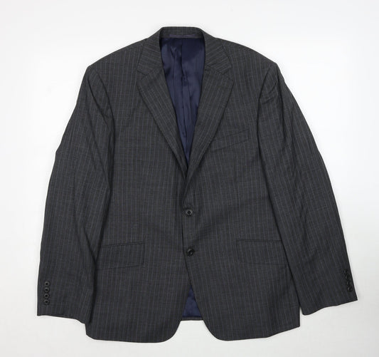 Marks and Spencer Mens Grey Striped Wool Jacket Suit Jacket Size 42 Regular