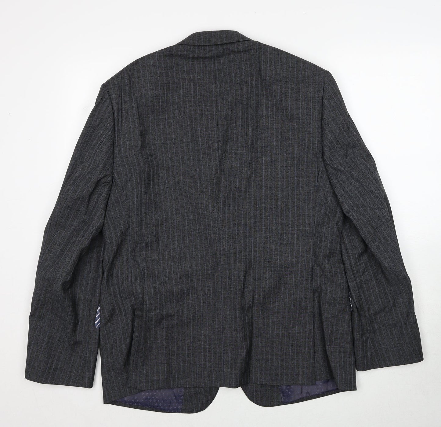 Marks and Spencer Mens Grey Striped Wool Jacket Suit Jacket Size 42 Regular