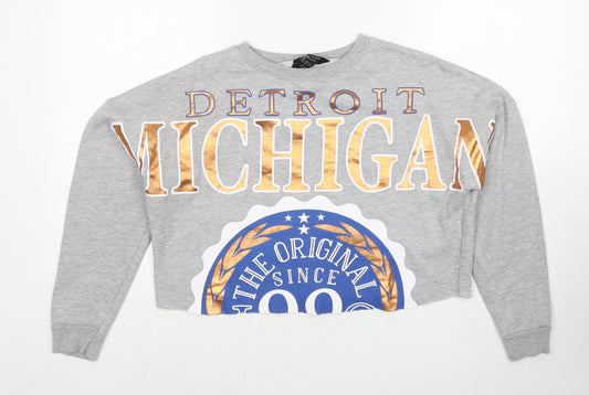 New Look Girls Grey Cotton Pullover Sweatshirt Size 12-13 Years Pullover - Detroit Michigan