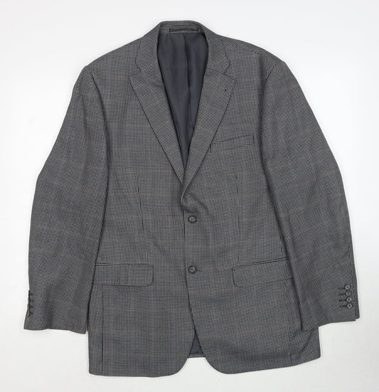 GreenWoods Mens Grey Geometric Polyester Jacket Blazer Size 40 Regular