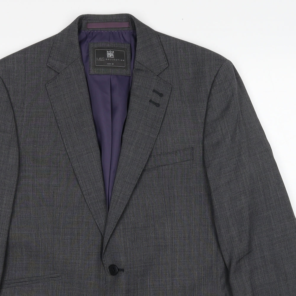 Marks and Spencer Mens Grey Wool Jacket Suit Jacket Size M Regular