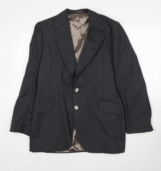 Jacson Mens Grey Striped Polyester Jacket Suit Jacket Size 40 Regular