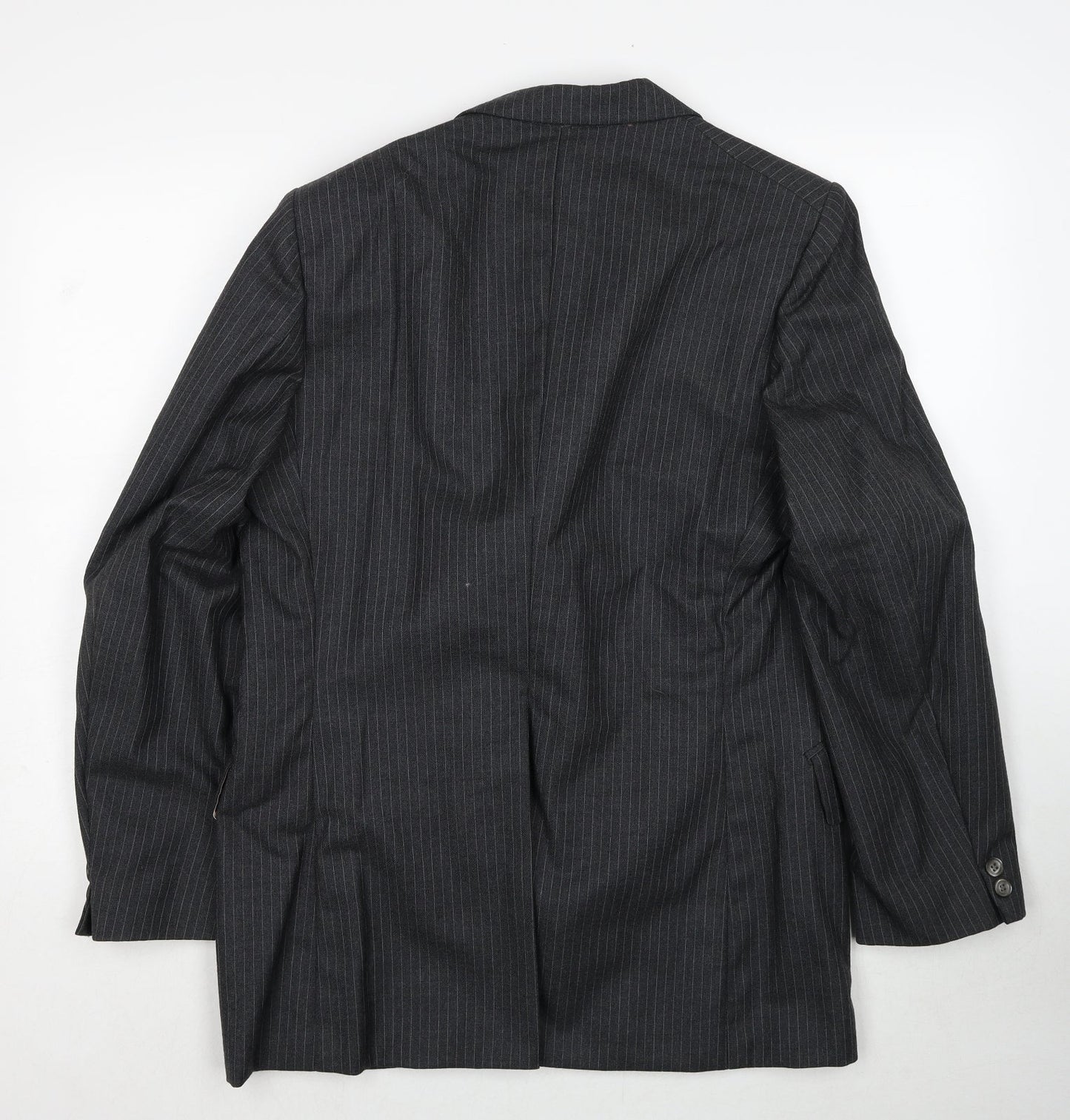 Jacson Mens Grey Striped Polyester Jacket Suit Jacket Size 40 Regular