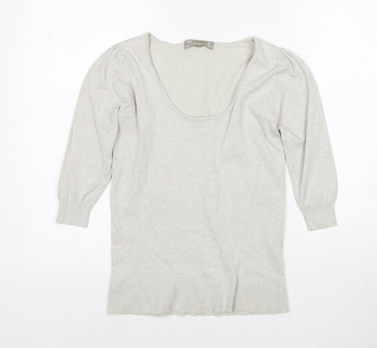 Zara Womens Grey Polyester Basic T-Shirt Size S Round Neck