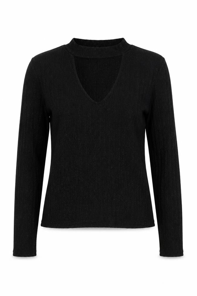 H&M Womens Black V-Neck Polyester Pullover Jumper Size S