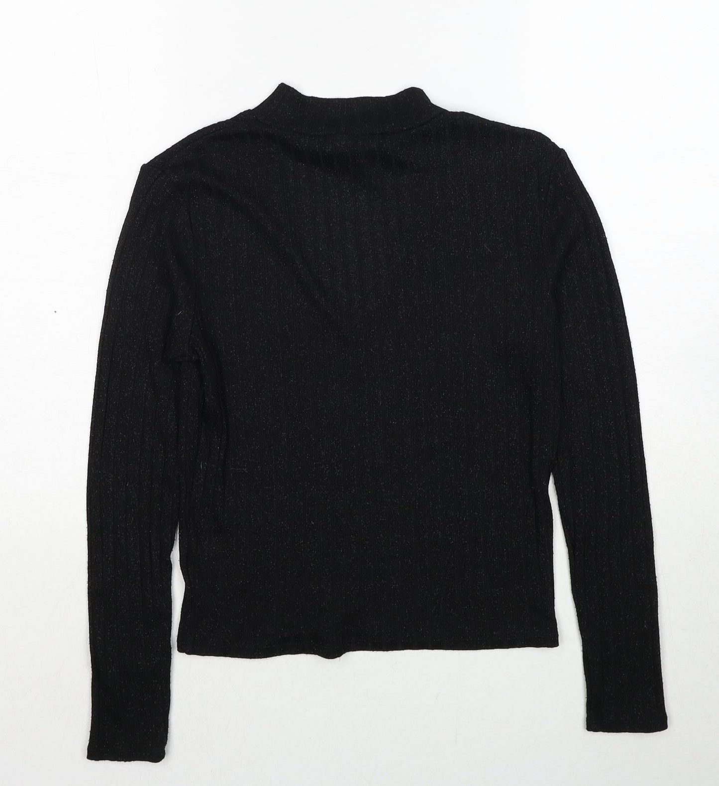 H&M Womens Black V-Neck Polyester Pullover Jumper Size S