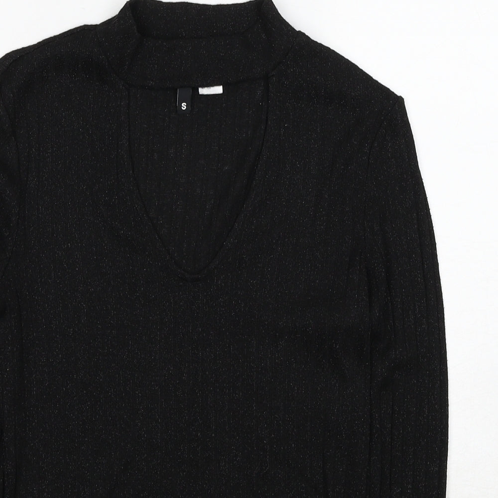 H&M Womens Black V-Neck Polyester Pullover Jumper Size S
