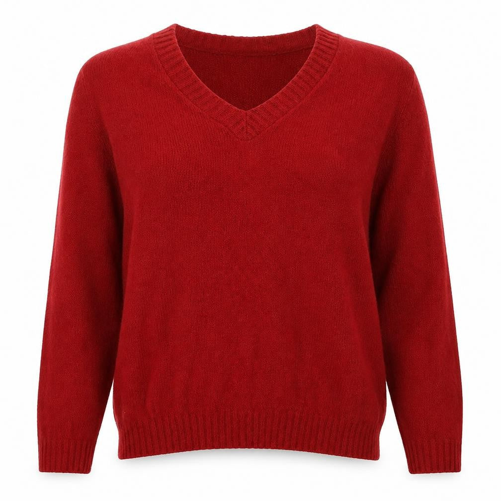 BHS Womens Red V-Neck Acrylic Pullover Jumper Size 10 - Size 10-12
