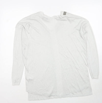 Next Womens Grey V-Neck Viscose Pullover Jumper Size 14
