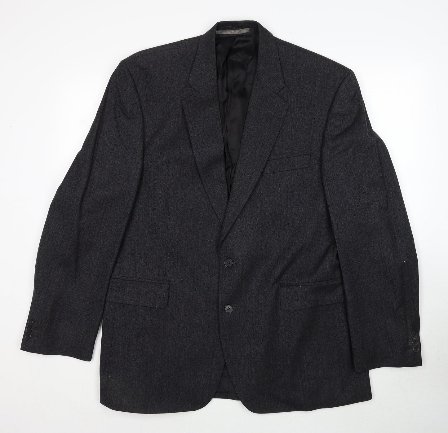The Label Mens Grey Striped Wool Jacket Suit Jacket Size 44 Regular