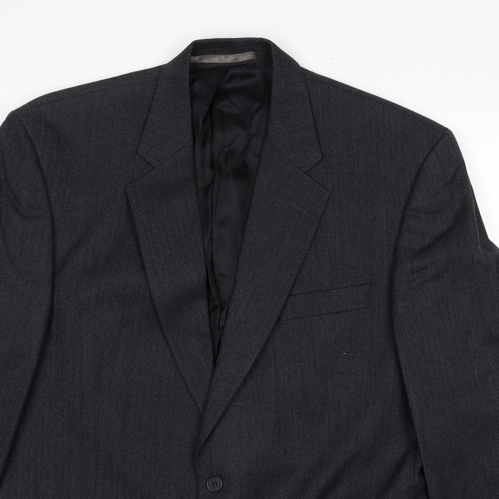 The Label Mens Grey Striped Wool Jacket Suit Jacket Size 44 Regular