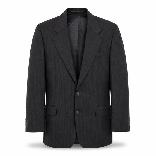 Label Mens Grey Striped Wool Jacket Suit Jacket Size 38 Regular