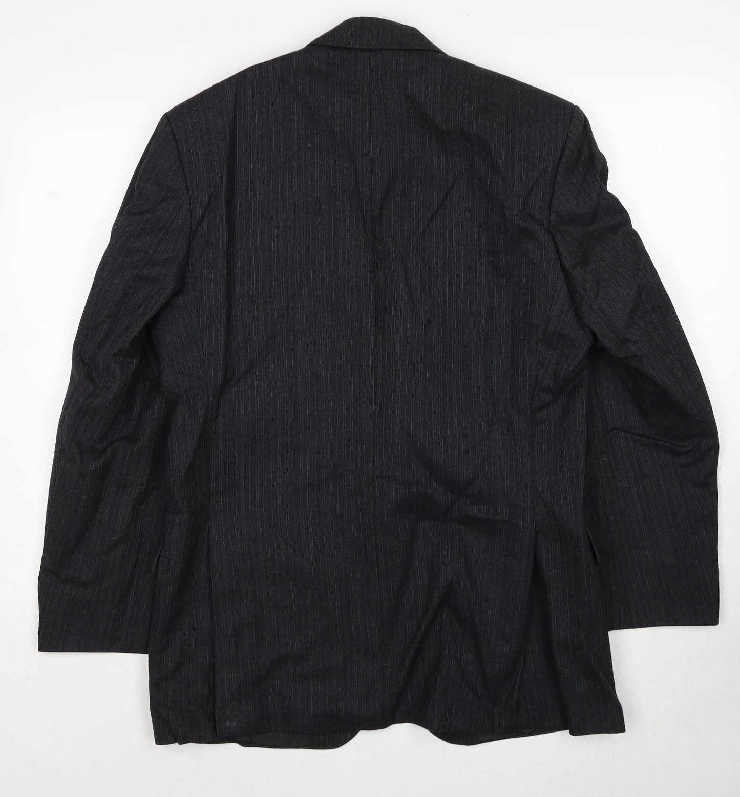 Label Mens Grey Striped Wool Jacket Suit Jacket Size 38 Regular