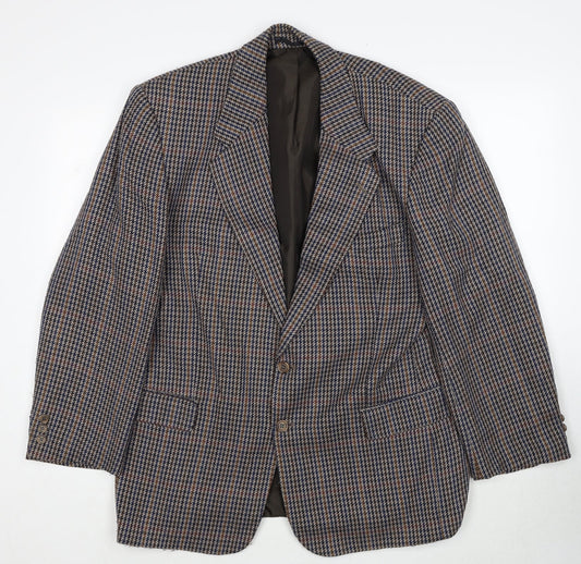 C&A Mens Brown Geometric Polyester Jacket Blazer Size M Regular