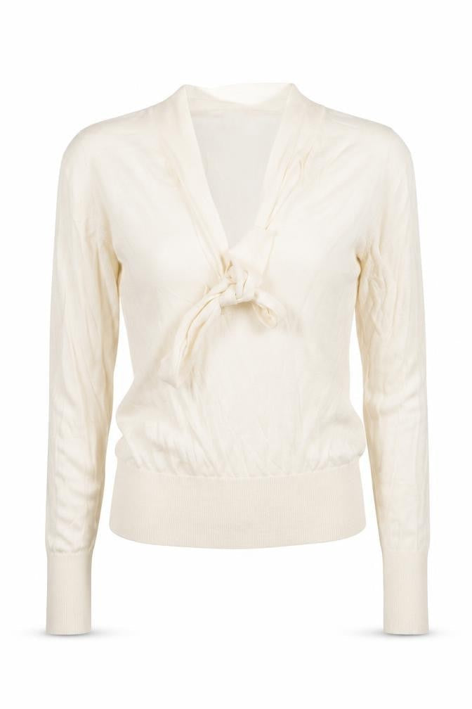 H&M Womens Ivory V-Neck Acrylic Pullover Jumper Size M