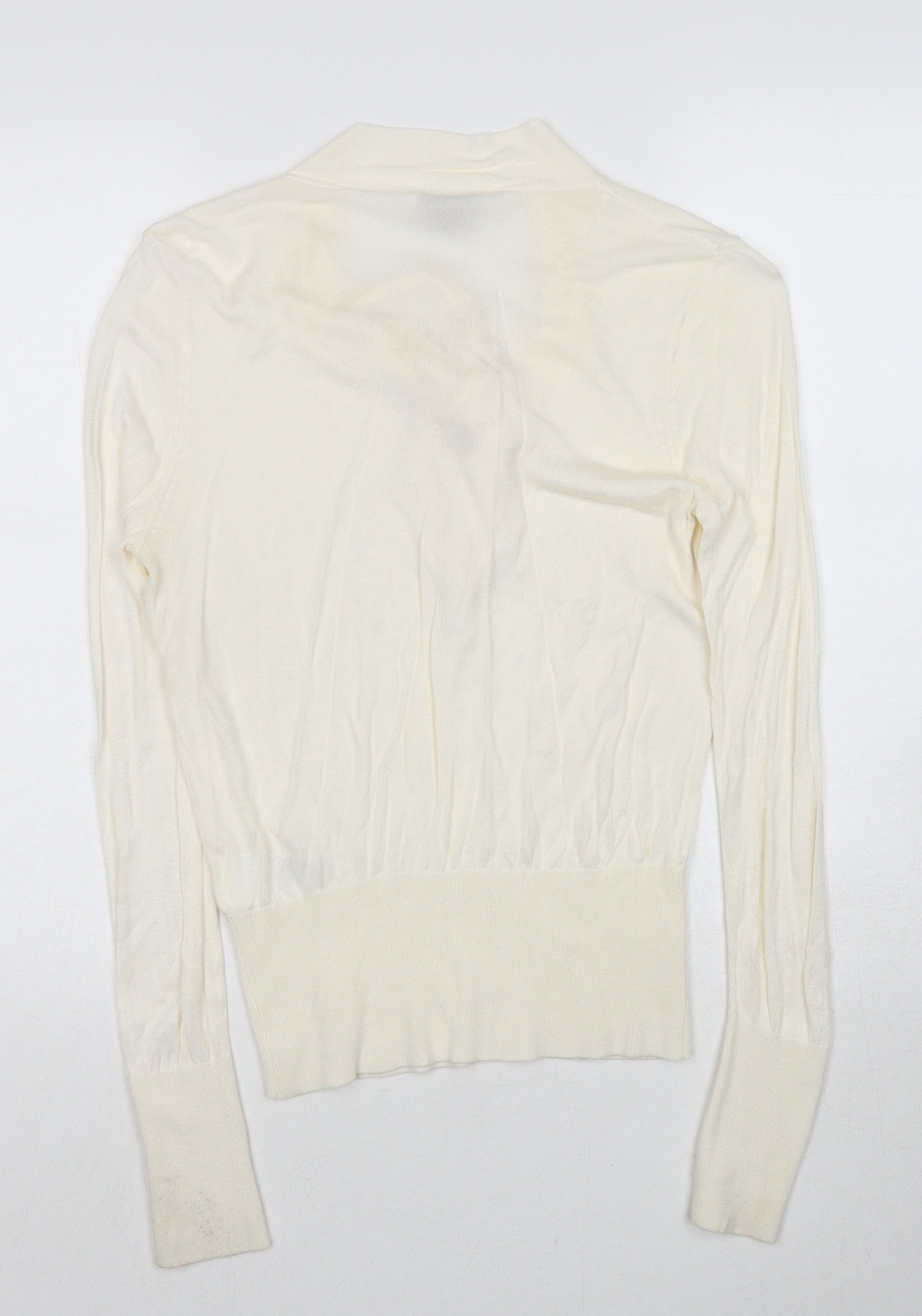 H&M Womens Ivory V-Neck Acrylic Pullover Jumper Size M